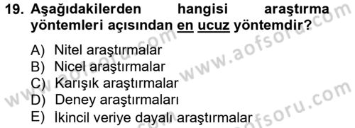 İletişim Araştırmaları Dersi 2013 - 2014 Yılı (Final) Dönem Sonu Sınav Soruları 19. Soru