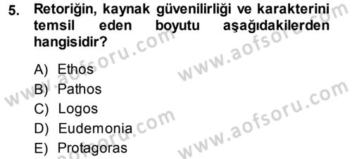 İletişim Araştırmaları Dersi 2013 - 2014 Yılı (Final) Dönem Sonu Sınav Soruları 5. Soru