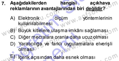 İletişim Araştırmaları Dersi 2013 - 2014 Yılı (Final) Dönem Sonu Sınav Soruları 7. Soru