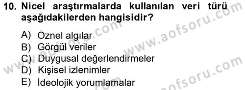İletişim Araştırmaları Dersi 2013 - 2014 Yılı Tek Ders Sınav Soruları 10. Soru