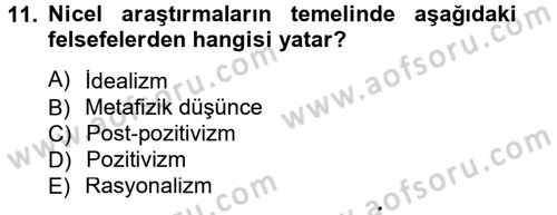İletişim Araştırmaları Dersi 2013 - 2014 Yılı Tek Ders Sınav Soruları 11. Soru