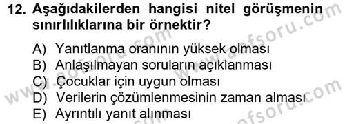İletişim Araştırmaları Dersi 2013 - 2014 Yılı Tek Ders Sınav Soruları 12. Soru