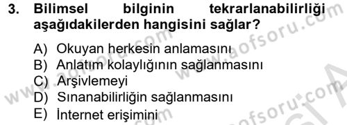 İletişim Araştırmaları Dersi 2013 - 2014 Yılı Tek Ders Sınav Soruları 3. Soru