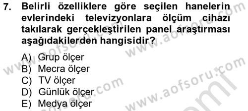 İletişim Araştırmaları Dersi 2013 - 2014 Yılı Tek Ders Sınav Soruları 7. Soru