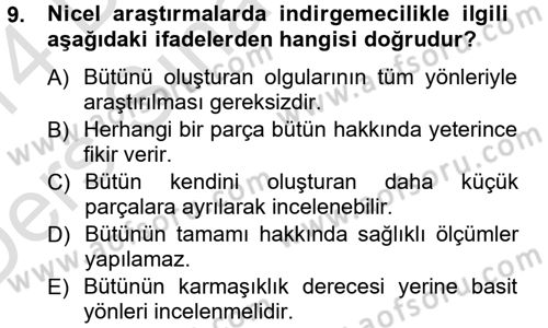 İletişim Araştırmaları Dersi 2013 - 2014 Yılı Tek Ders Sınav Soruları 9. Soru