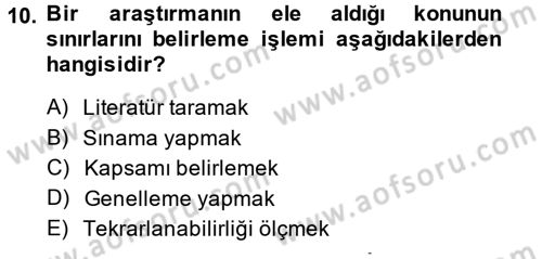 İletişim Araştırmaları Dersi 2014 - 2015 Yılı (Vize) Ara Sınav Soruları 10. Soru