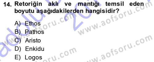 İletişim Araştırmaları Dersi 2014 - 2015 Yılı (Vize) Ara Sınav Soruları 14. Soru