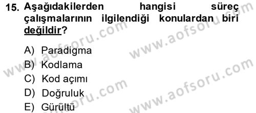 İletişim Araştırmaları Dersi 2014 - 2015 Yılı (Vize) Ara Sınavı 15. Soru