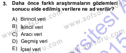 İletişim Araştırmaları Dersi 2014 - 2015 Yılı (Vize) Ara Sınav Soruları 3. Soru