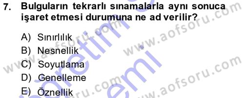 İletişim Araştırmaları Dersi 2014 - 2015 Yılı (Vize) Ara Sınavı 7. Soru