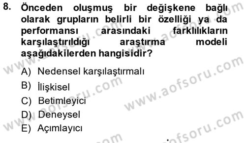 İletişim Araştırmaları Dersi 2014 - 2015 Yılı (Final) Dönem Sonu Sınav Soruları 8. Soru