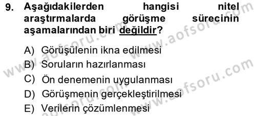 İletişim Araştırmaları Dersi 2014 - 2015 Yılı (Final) Dönem Sonu Sınav Soruları 9. Soru
