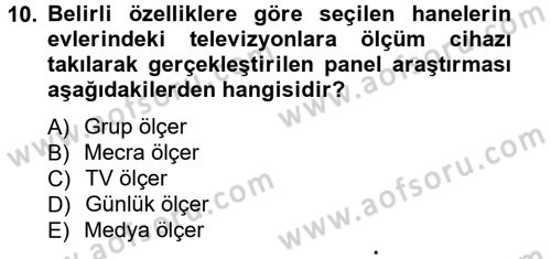 İletişim Araştırmaları Dersi 2014 - 2015 Yılı Tek Ders Sınav Soruları 10. Soru