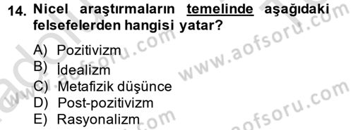 İletişim Araştırmaları Dersi 2014 - 2015 Yılı Tek Ders Sınav Soruları 14. Soru