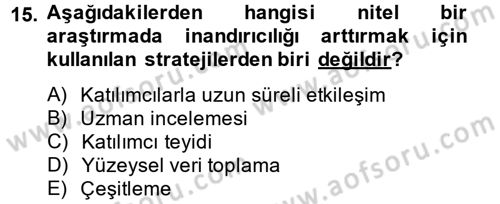 İletişim Araştırmaları Dersi 2014 - 2015 Yılı Tek Ders Sınav Soruları 15. Soru