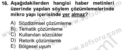 İletişim Araştırmaları Dersi 2014 - 2015 Yılı Tek Ders Sınav Soruları 16. Soru