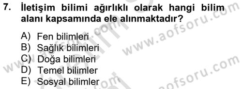 İletişim Araştırmaları Dersi 2014 - 2015 Yılı Tek Ders Sınav Soruları 7. Soru