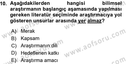 İletişim Araştırmaları Dersi 2015 - 2016 Yılı (Vize) Ara Sınav Soruları 10. Soru