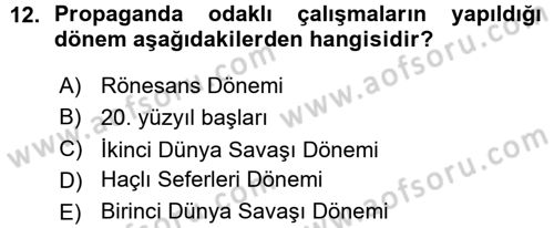 İletişim Araştırmaları Dersi 2015 - 2016 Yılı (Vize) Ara Sınav Soruları 12. Soru