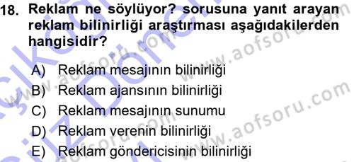 İletişim Araştırmaları Dersi 2015 - 2016 Yılı (Vize) Ara Sınavı 18. Soru