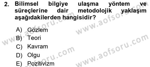 İletişim Araştırmaları Dersi 2015 - 2016 Yılı (Vize) Ara Sınav Soruları 2. Soru