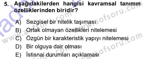 İletişim Araştırmaları Dersi 2015 - 2016 Yılı (Vize) Ara Sınav Soruları 5. Soru