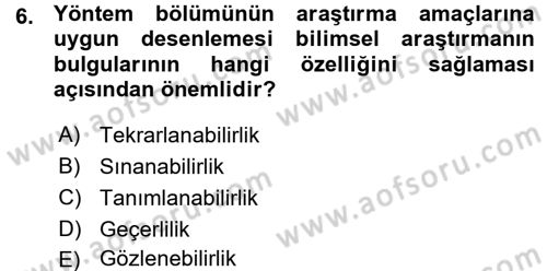 İletişim Araştırmaları Dersi 2015 - 2016 Yılı (Vize) Ara Sınav Soruları 6. Soru