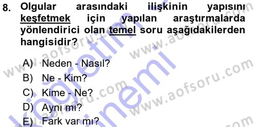 İletişim Araştırmaları Dersi 2015 - 2016 Yılı (Vize) Ara Sınav Soruları 8. Soru