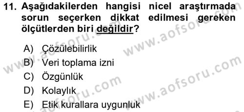 İletişim Araştırmaları Dersi 2015 - 2016 Yılı Tek Ders Sınav Soruları 11. Soru