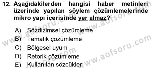 İletişim Araştırmaları Dersi 2015 - 2016 Yılı Tek Ders Sınav Soruları 12. Soru