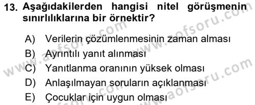 İletişim Araştırmaları Dersi 2015 - 2016 Yılı Tek Ders Sınav Soruları 13. Soru