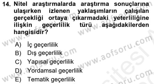 İletişim Araştırmaları Dersi 2015 - 2016 Yılı Tek Ders Sınav Soruları 14. Soru