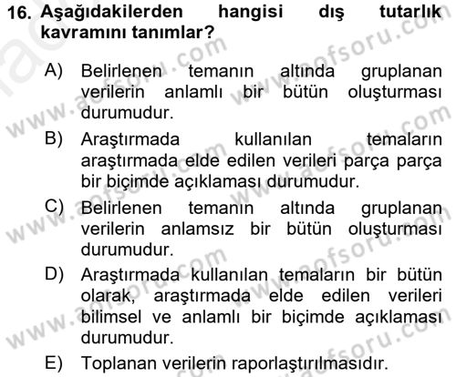 İletişim Araştırmaları Dersi 2015 - 2016 Yılı Tek Ders Sınav Soruları 16. Soru