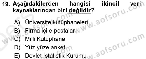 İletişim Araştırmaları Dersi 2015 - 2016 Yılı Tek Ders Sınav Soruları 19. Soru