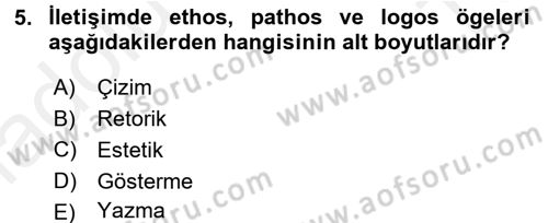 İletişim Araştırmaları Dersi 2015 - 2016 Yılı Tek Ders Sınav Soruları 5. Soru