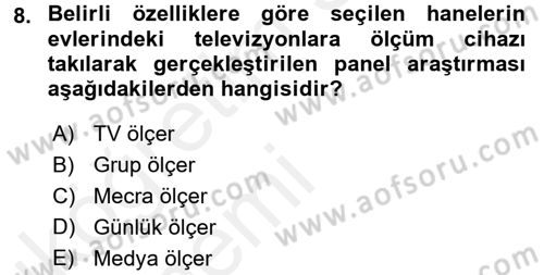 İletişim Araştırmaları Dersi 2015 - 2016 Yılı Tek Ders Sınav Soruları 8. Soru