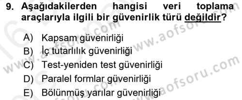 İletişim Araştırmaları Dersi 2015 - 2016 Yılı Tek Ders Sınav Soruları 9. Soru