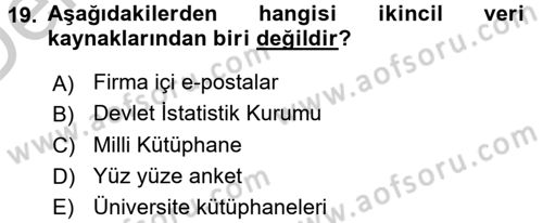 İletişim Araştırmaları Dersi 2016 - 2017 Yılı 3 Ders Sınav Soruları 19. Soru