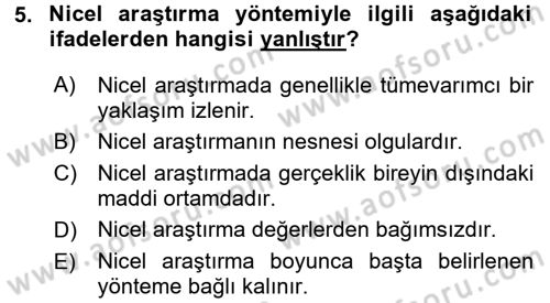 İletişim Araştırmaları Dersi 2016 - 2017 Yılı 3 Ders Sınav Soruları 5. Soru