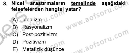 İletişim Araştırmaları Dersi 2016 - 2017 Yılı 3 Ders Sınav Soruları 8. Soru