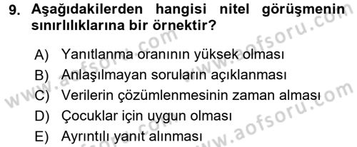 İletişim Araştırmaları Dersi 2016 - 2017 Yılı 3 Ders Sınav Soruları 9. Soru