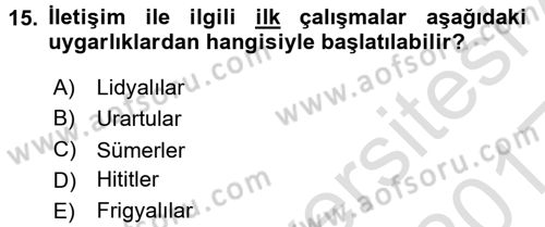 İletişim Araştırmaları Dersi 2016 - 2017 Yılı (Vize) Ara Sınav Soruları 15. Soru