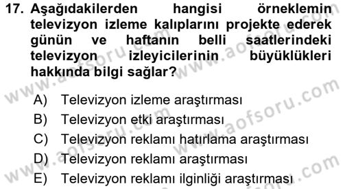 İletişim Araştırmaları Dersi 2016 - 2017 Yılı (Vize) Ara Sınav Soruları 17. Soru