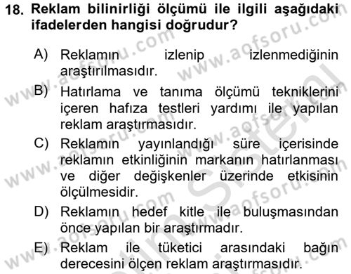 İletişim Araştırmaları Dersi 2016 - 2017 Yılı (Vize) Ara Sınav Soruları 18. Soru