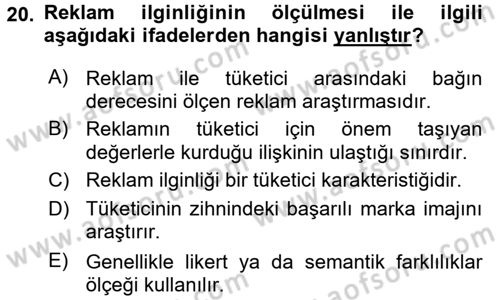 İletişim Araştırmaları Dersi 2016 - 2017 Yılı (Vize) Ara Sınav Soruları 20. Soru