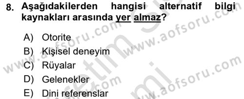 İletişim Araştırmaları Dersi 2016 - 2017 Yılı (Vize) Ara Sınav Soruları 8. Soru
