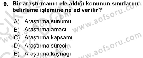 İletişim Araştırmaları Dersi 2016 - 2017 Yılı (Vize) Ara Sınav Soruları 9. Soru