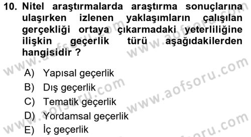 İletişim Araştırmaları Dersi 2016 - 2017 Yılı (Final) Dönem Sonu Sınav Soruları 10. Soru
