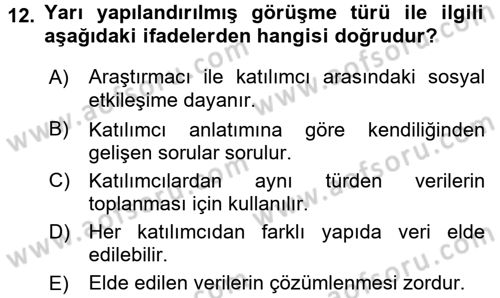 İletişim Araştırmaları Dersi 2016 - 2017 Yılı (Final) Dönem Sonu Sınav Soruları 12. Soru