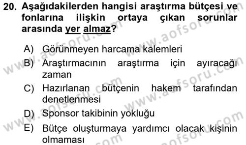 İletişim Araştırmaları Dersi 2016 - 2017 Yılı (Final) Dönem Sonu Sınav Soruları 20. Soru
